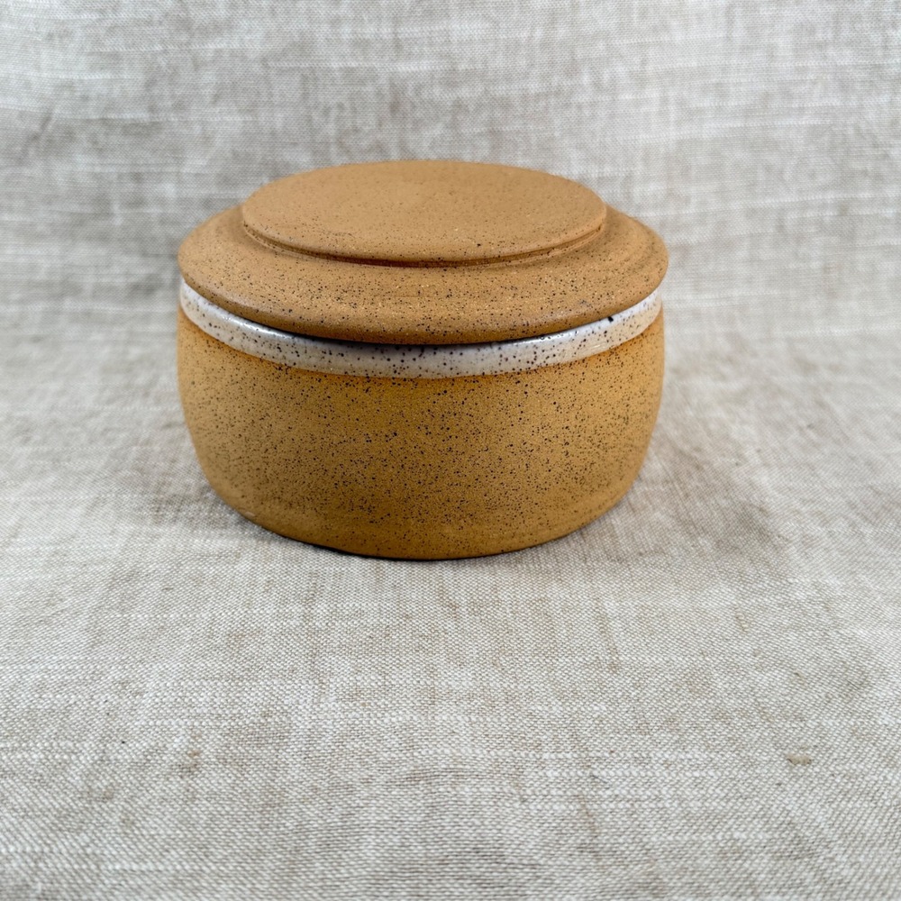 Speckled Studio Pottery Jar with Lid | Handmade Stoneware Vessel